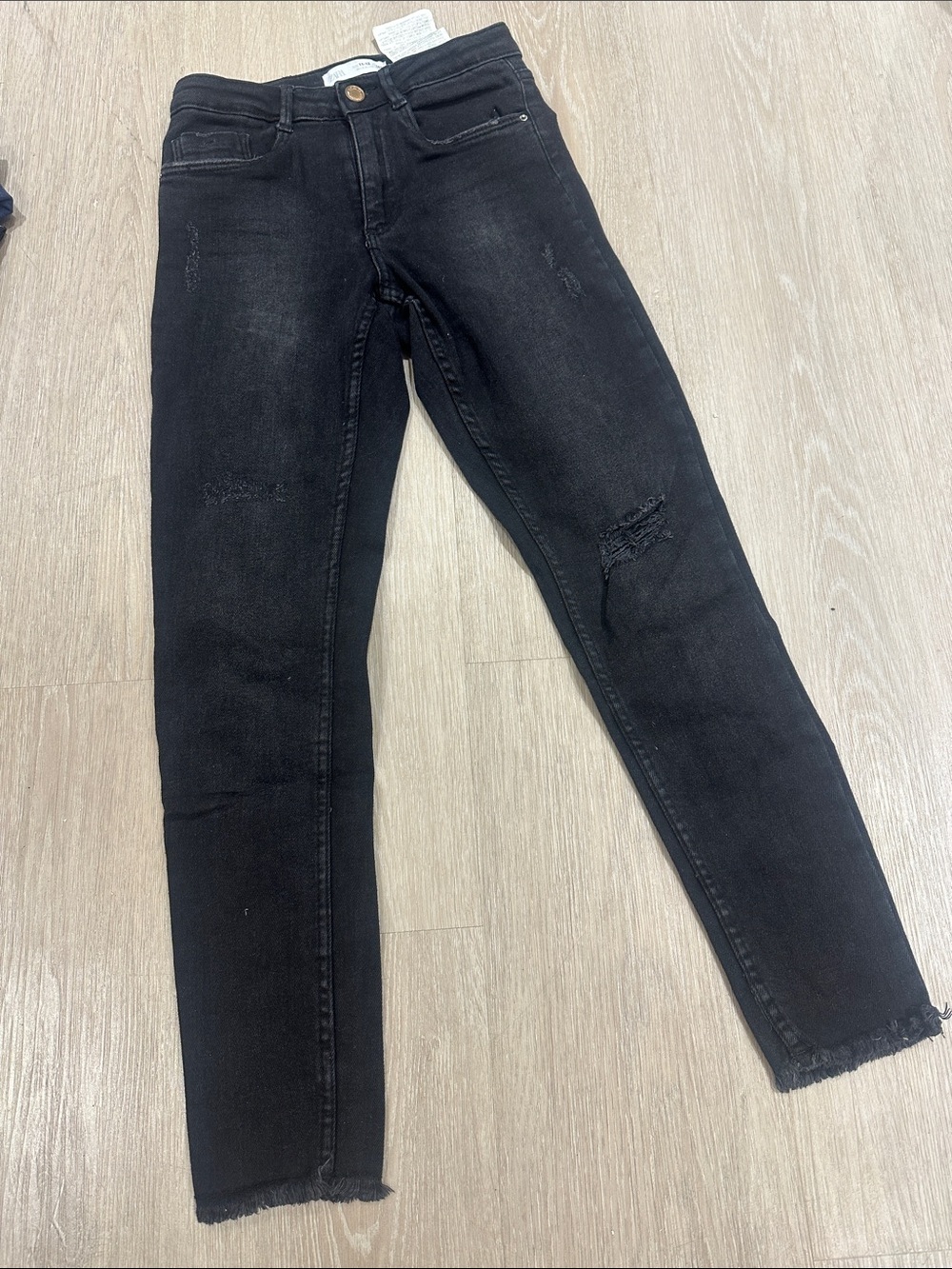 Zara Black Skinny Distressed Kids Jeans